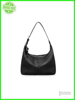 Genuine Pebbled Leather Slouchy Hobo Bag Lightweight Shoulder Purse